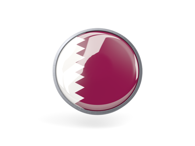 Metal framed round icon. Download flag icon of Qatar at PNG format