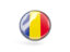 Romania. Metal framed round icon. Download icon.