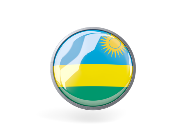 Metal framed round icon. Download flag icon of Rwanda at PNG format