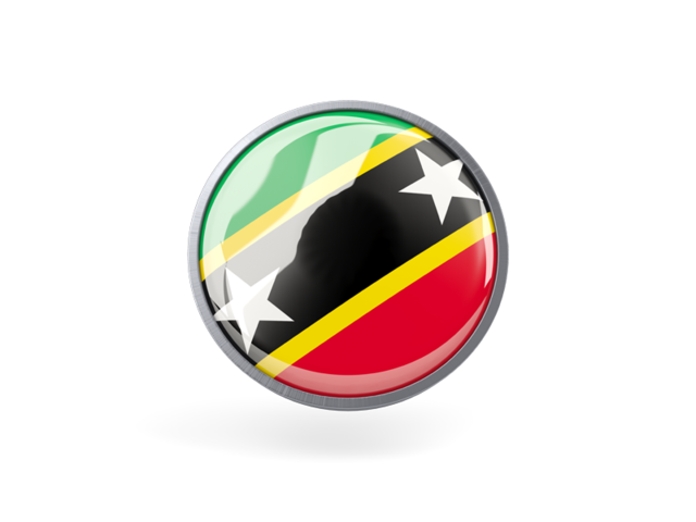 Metal framed round icon. Download flag icon of Saint Kitts and Nevis at PNG format