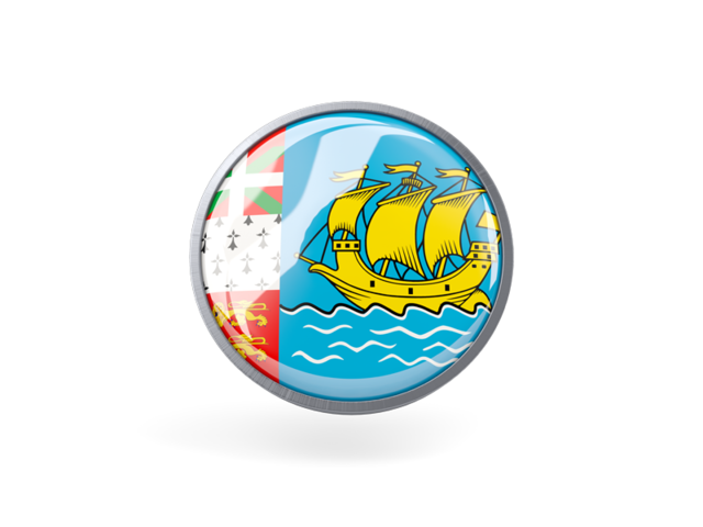 Metal framed round icon. Download flag icon of Saint Pierre and Miquelon at PNG format