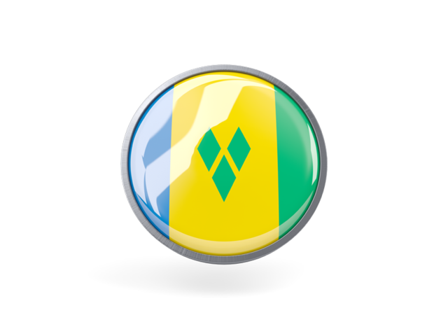 Metal framed round icon. Download flag icon of Saint Vincent and the Grenadines at PNG format