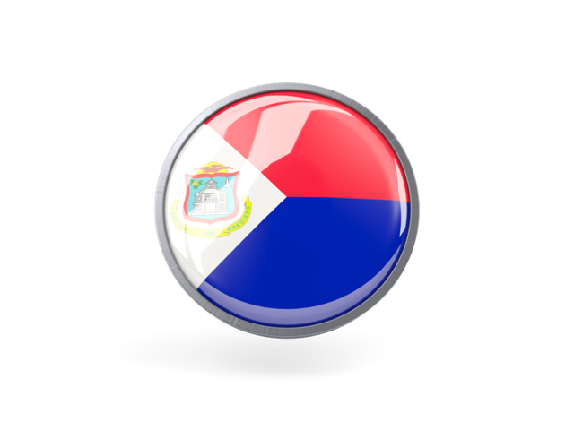 Metal framed round icon. Download flag icon of Sint Maarten at PNG format