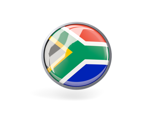 Metal framed round icon. Download flag icon of South Africa at PNG format