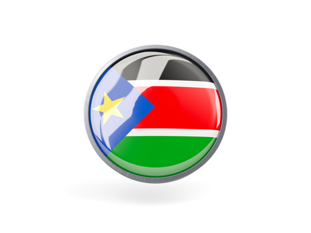 Metal framed round icon. Download flag icon of South Sudan at PNG format