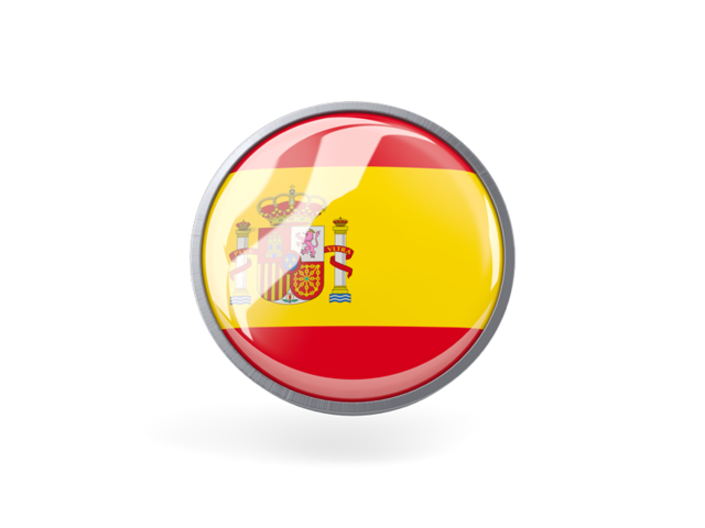 Metal framed round icon. Download flag icon of Spain at PNG format