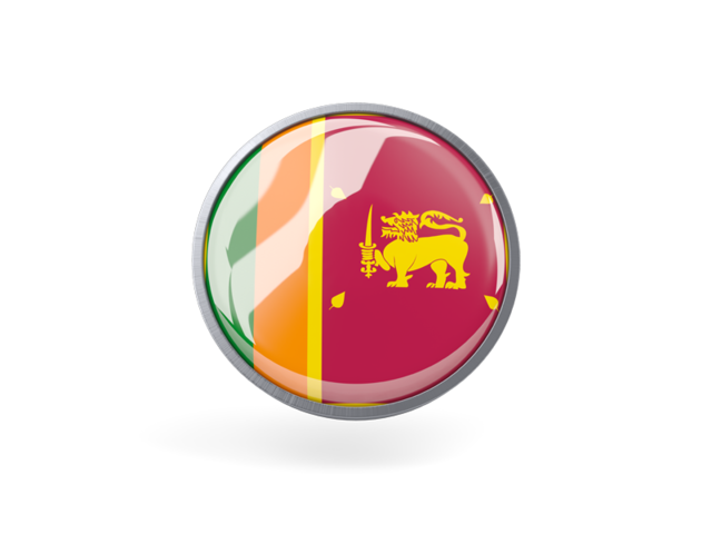Круглая иконка с металлической рамкой. Скачать флаг. Шри-Ланка