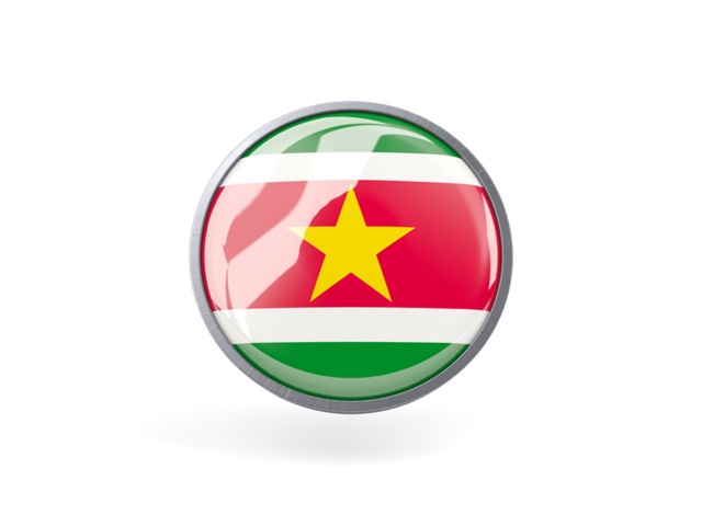 Metal framed round icon. Download flag icon of Suriname at PNG format