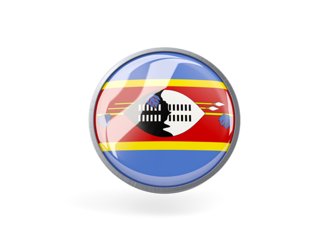 Metal framed round icon. Download flag icon of Swaziland at PNG format