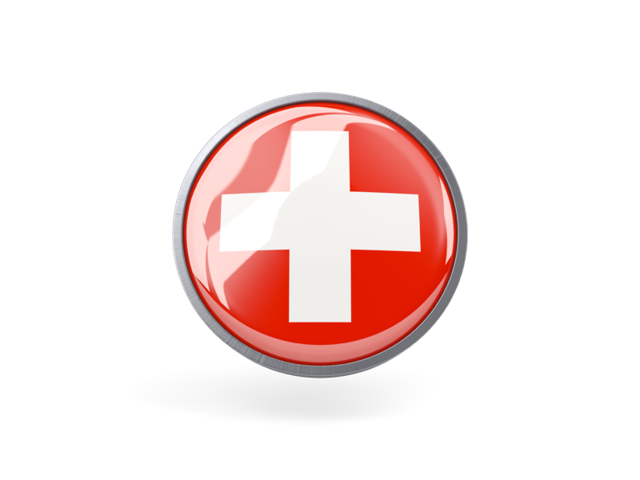 Metal framed round icon. Download flag icon of Switzerland at PNG format