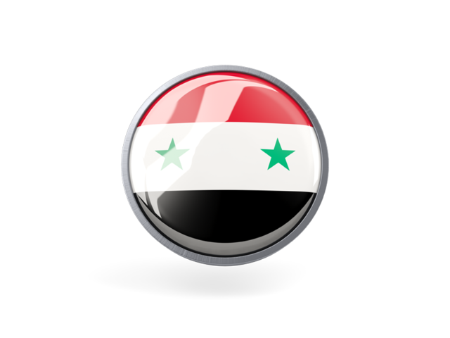 Metal framed round icon. Download flag icon of Syria at PNG format