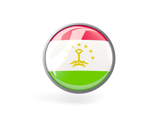 Круглая иконка с металлической рамкой. Скачать флаг. Таджикистан