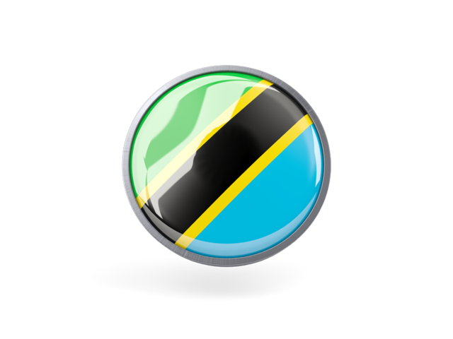 Metal framed round icon. Download flag icon of Tanzania at PNG format