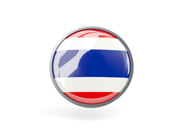 Metal framed round icon. Download flag icon of Thailand at PNG format