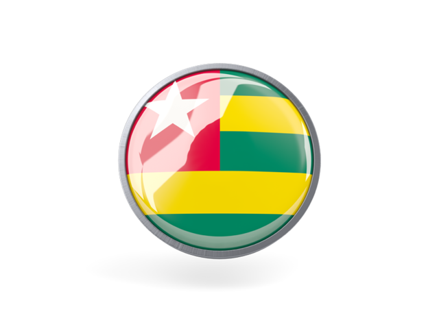 Metal framed round icon. Download flag icon of Togo at PNG format