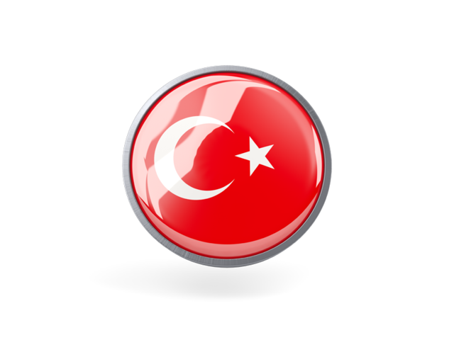 Metal framed round icon. Download flag icon of Turkey at PNG format