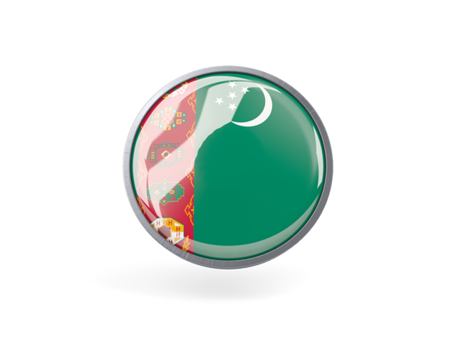 Metal framed round icon. Download flag icon of Turkmenistan at PNG format