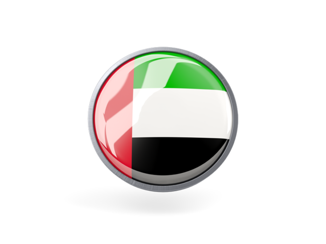 Metal framed round icon. Download flag icon of United Arab Emirates at PNG format