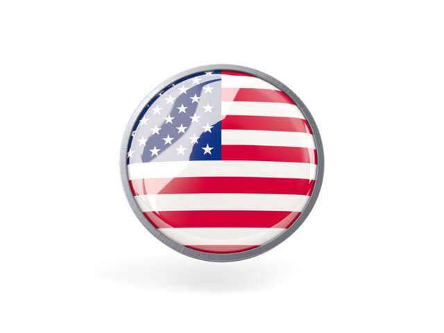 Круглая иконка с металлической рамкой. Скачать флаг. США