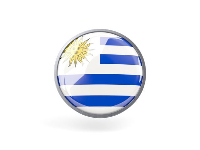 Metal framed round icon. Download flag icon of Uruguay at PNG format