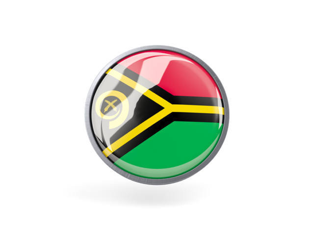 Круглая иконка с металлической рамкой. Скачать флаг. Вануату