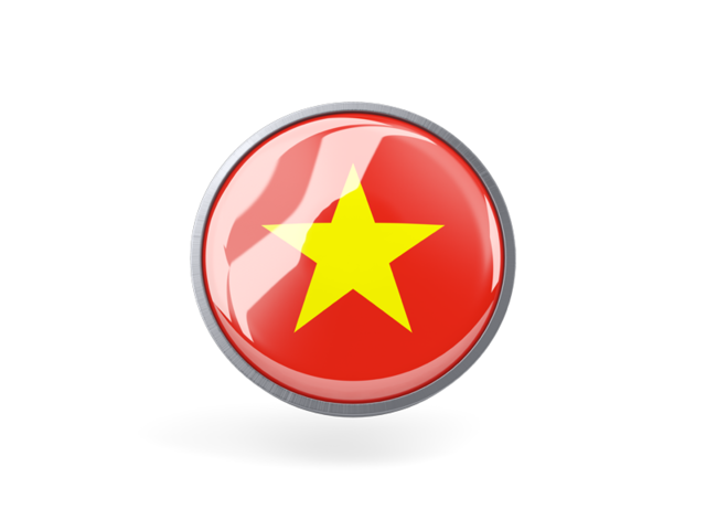 Metal framed round icon. Download flag icon of Vietnam at PNG format