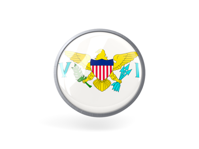 Metal framed round icon. Download flag icon of Virgin Islands of the United States at PNG format