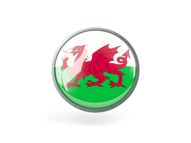 Metal framed round icon. Download flag icon of Wales at PNG format