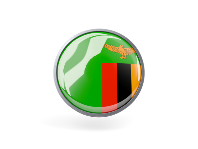 Metal framed round icon. Download flag icon of Zambia at PNG format