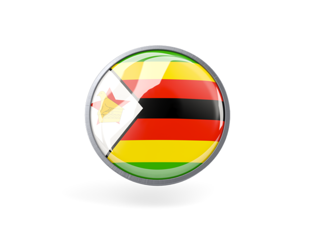 Metal framed round icon. Download flag icon of Zimbabwe at PNG format