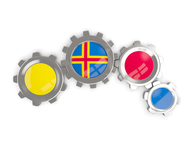 Metallic gears. Download flag icon of Aland Islands at PNG format