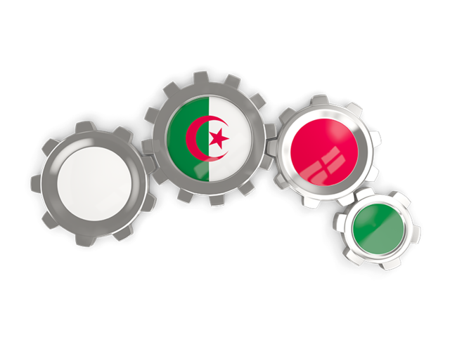 Metallic gears. Download flag icon of Algeria at PNG format