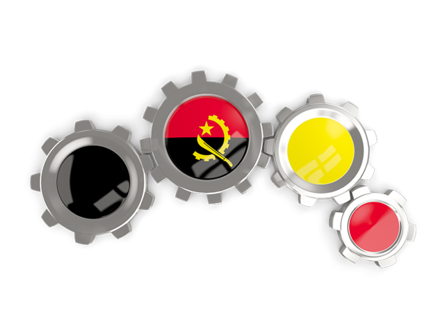 Metallic gears. Download flag icon of Angola at PNG format