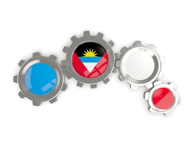 Metallic gears. Download flag icon of Antigua and Barbuda at PNG format
