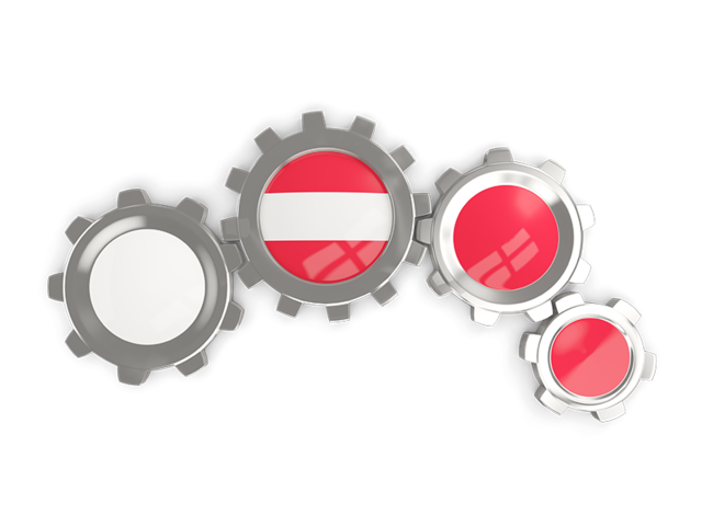 Metallic gears. Download flag icon of Austria at PNG format