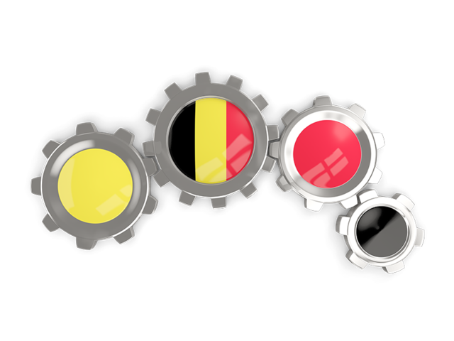 Metallic gears. Download flag icon of Belgium at PNG format