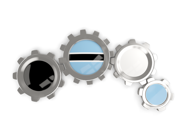 Metallic gears. Download flag icon of Botswana at PNG format