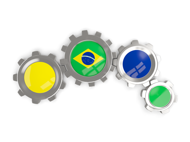 Metallic gears. Download flag icon of Brazil at PNG format