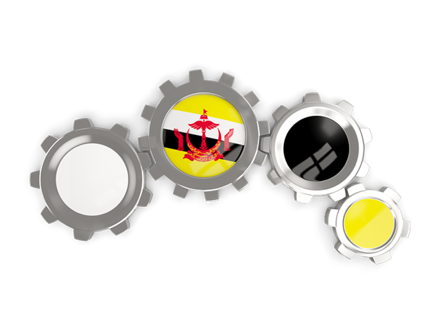 Metallic gears. Download flag icon of Brunei at PNG format
