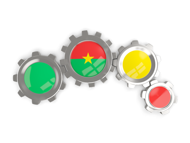 Metallic gears. Download flag icon of Burkina Faso at PNG format
