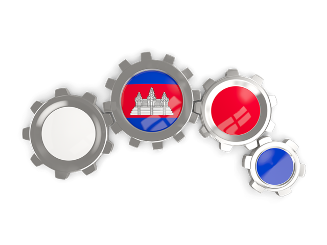 Metallic gears. Download flag icon of Cambodia at PNG format