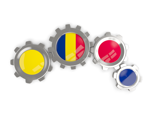 Metallic gears. Download flag icon of Chad at PNG format