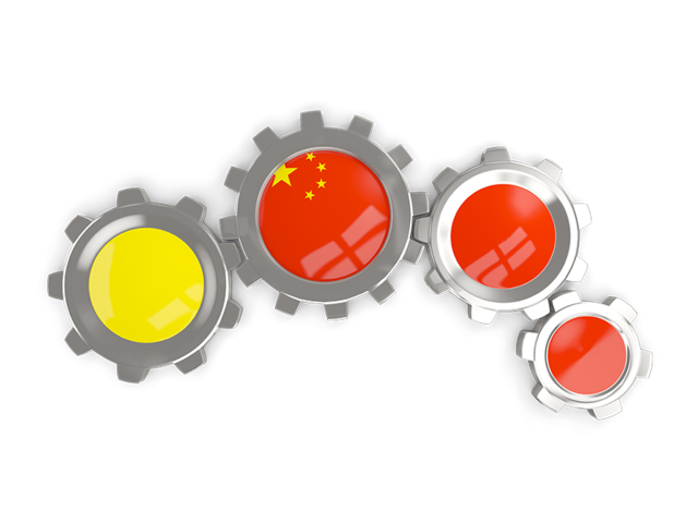 Metallic gears. Download flag icon of China at PNG format