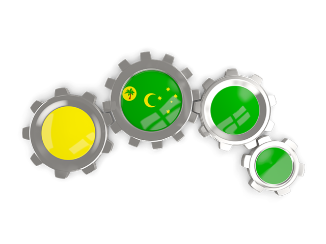 Metallic gears. Download flag icon of Cocos Islands at PNG format