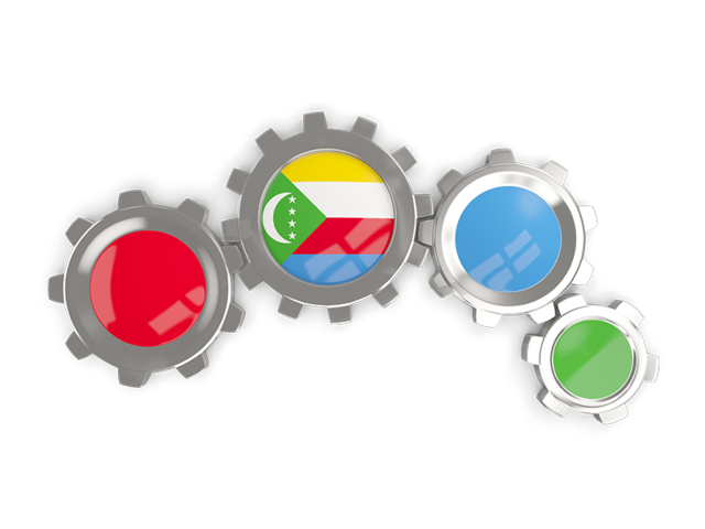 Metallic gears. Download flag icon of Comoros at PNG format
