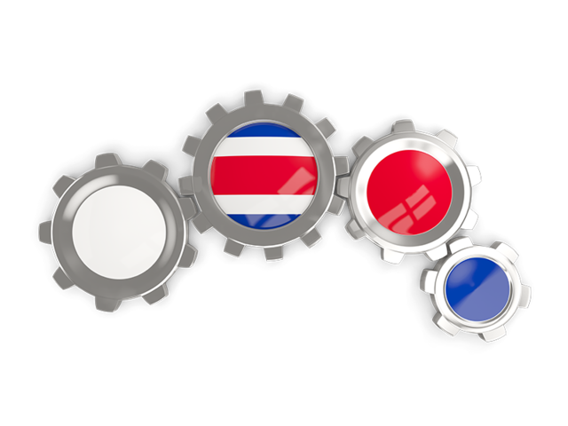Metallic gears. Download flag icon of Costa Rica at PNG format