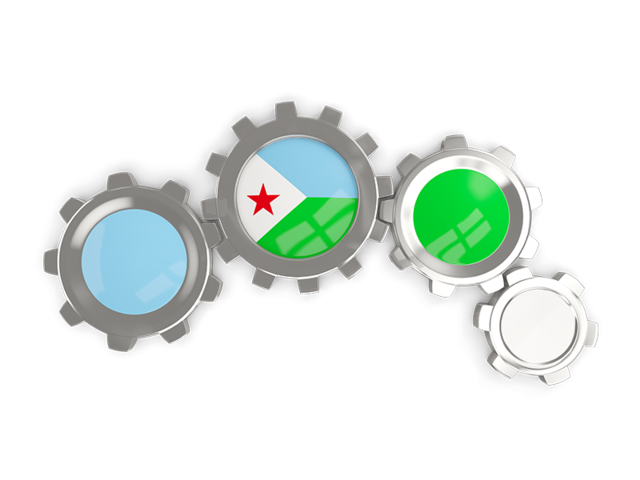 Metallic gears. Download flag icon of Djibouti at PNG format