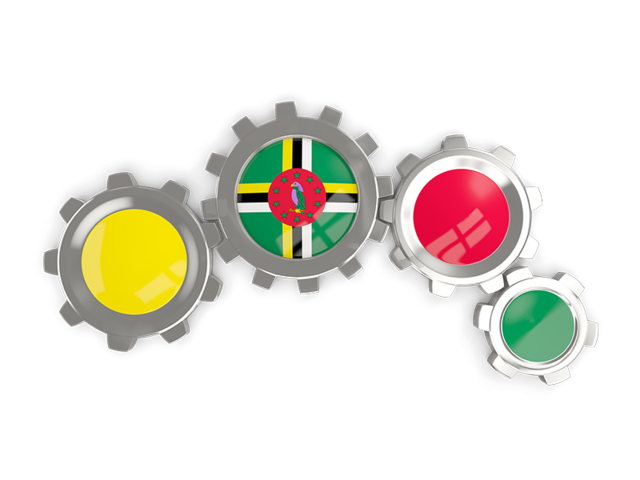 Metallic gears. Download flag icon of Dominica at PNG format