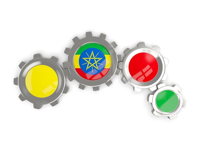 Metallic gears. Download flag icon of Ethiopia at PNG format