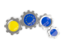 European Union. Metallic gears. Download icon.